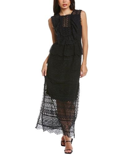 Ulla Johnson Lace Silk-trim Maxi Dress - Black
