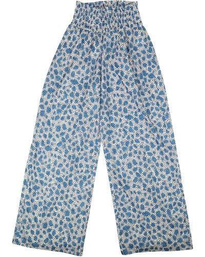 Opening Ceremony Blue Polyester Leopard Print Pull On Pants