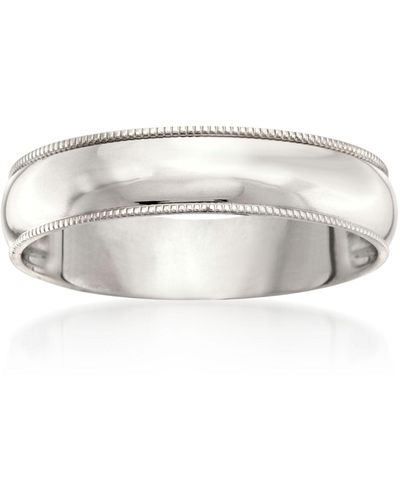 Ross-Simons 5mm 14kt Gold Milgrain Wedding Ring - White