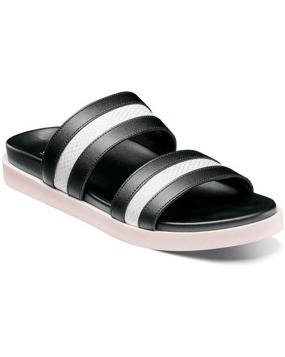 Stacy Adams Metro Faux Leather Slide On Slide Sandals - Black