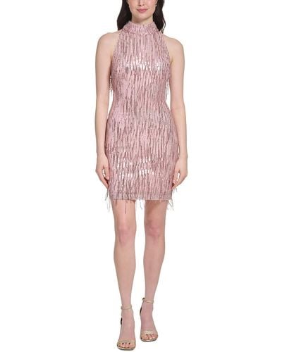 Eliza J Sequined Short Cocktail And Party Dress - Pink
