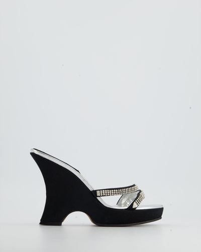 Dior Vintage Silver And Diamante Cd Mules - White