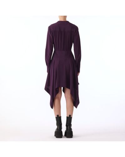Jason Wu L/s Silk Crepe De Chine Handkercheif Hem Dress - Purple