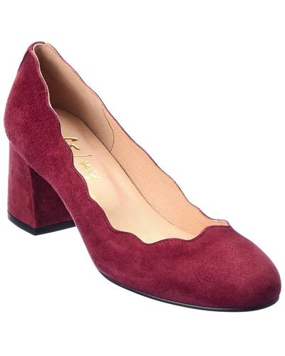 French Sole Wave Suede Pump - Red