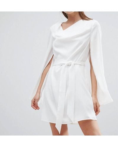 C/meo Collective Interrupt Tie Belt Mini Dress In White