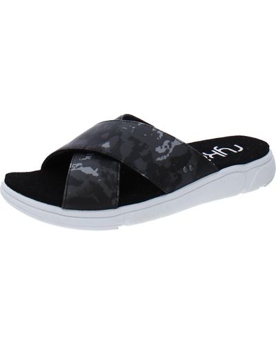 Ryka Malin Flat Slip On Slide Sandals - Black