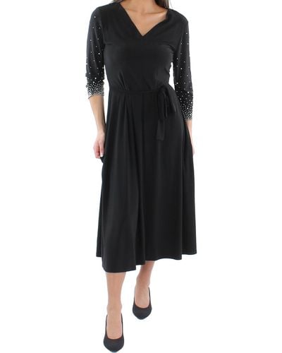 Msk Knit Beaded Midi Dress - Black