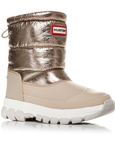 HUNTER Mixed Media Ankle Winter & Snow Boots - Natural