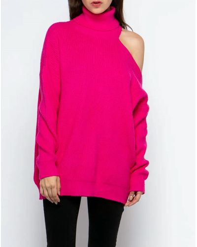 ..,merci Shoulder-baring Turtleneck Sweater - Pink