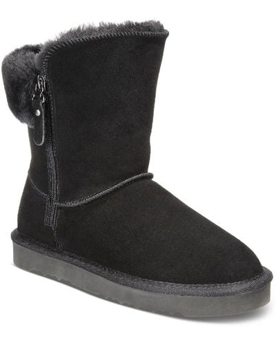 Style & Co. Maevee Leather Ankle Winter & Snow Boots - Black