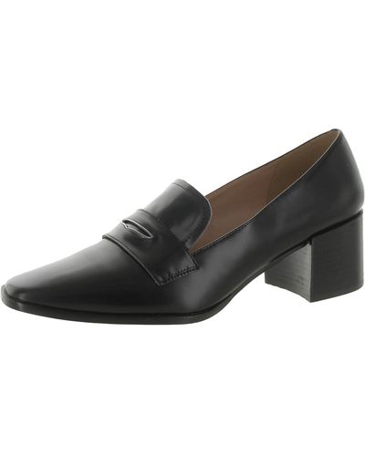 Linea Paolo Miramar Faux Leather Loafer Heels - Black