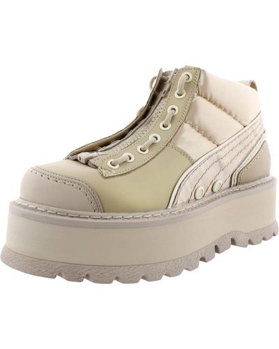 Fenty Sneaker Boot Zip Flatform Snow Shooties - Natural