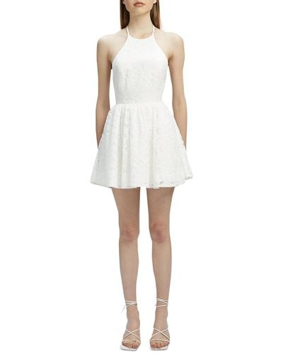 Bardot Lace Mini Halter Dress - White