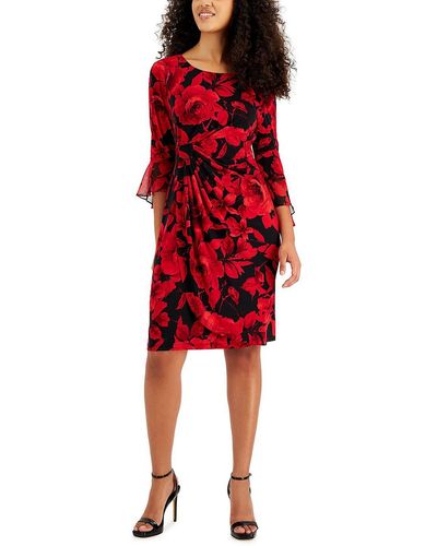 Connected Apparel Petites Floral Mini Cocktail And Party Dress - Red