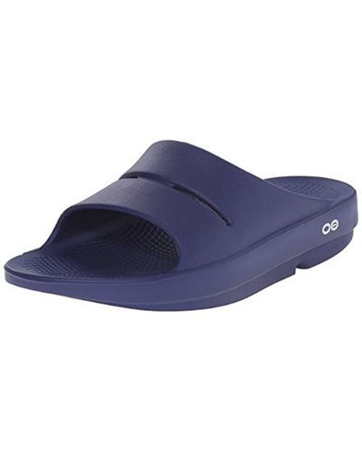 OOFOS Ooahh Cut-out Flexible Slide Sandals - Blue