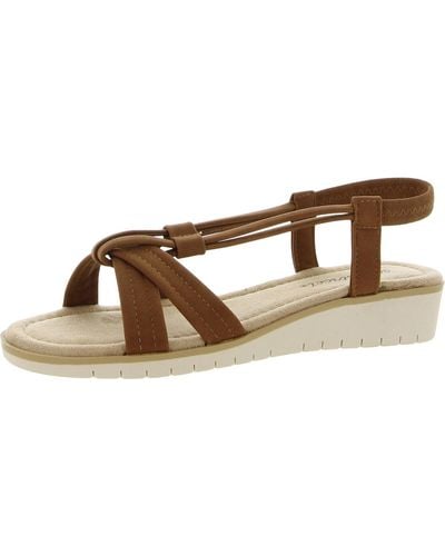 Easy Street Dana Faux Leather Strappy Wedge Sandals - Brown