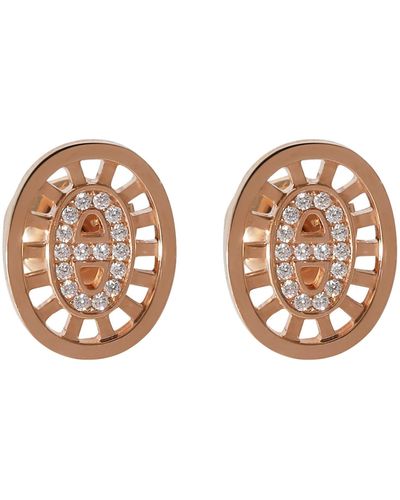 Hermès Chaine D'ancre Divine Earrings In 18k Rose Gold 0.13 Ctw - Brown