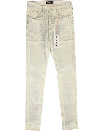 Purple Brand X Ray Iridescent Wave Foil Jeans - Natural