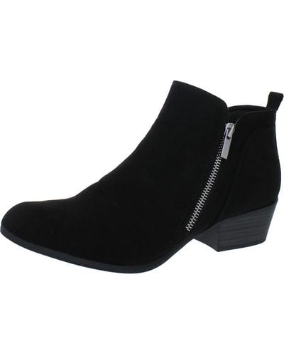 Esprit Timber Faux Suede Round Toe Ankle Boots - Black