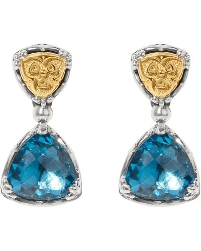 Konstantino Anthos Sterling Silver 18k Gold & Spinel Earrings Skmk3211-478 - Blue