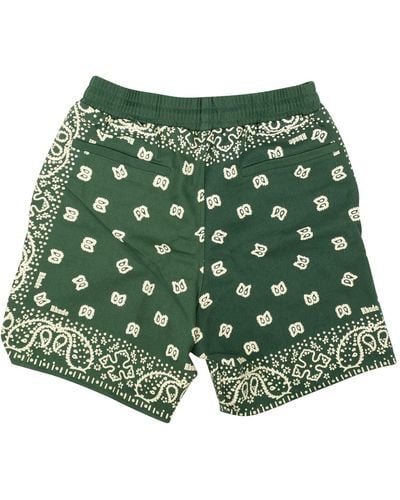 Rhude Forest Cotton Bandana Print Shorts - Green