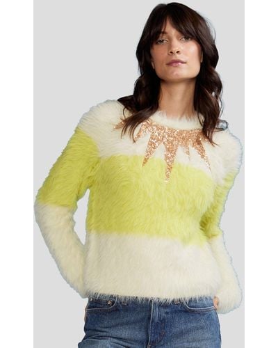 Cynthia Rowley Stripe Sweater With Sequin Detail - Yellow