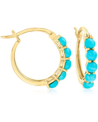 Ross-Simons Turquoise Hoop Earrings - Blue