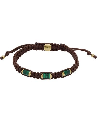 Fossil All Stacked Up Green Malachite Components Bracelet - Brown