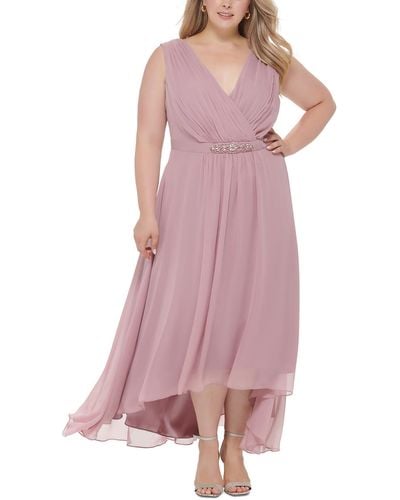 Eliza J Plus Embellished Chiffon Evening Dress - Pink