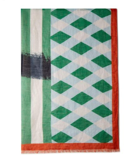 Mulberry Hand-painted With Vichy Rectangular Scarf - Green