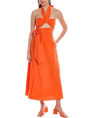 Mara Hoffman Paula Linen-blend Midi Dress - Orange