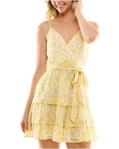 Trixxi Juniors Floral Print Polyester Sundress - Yellow