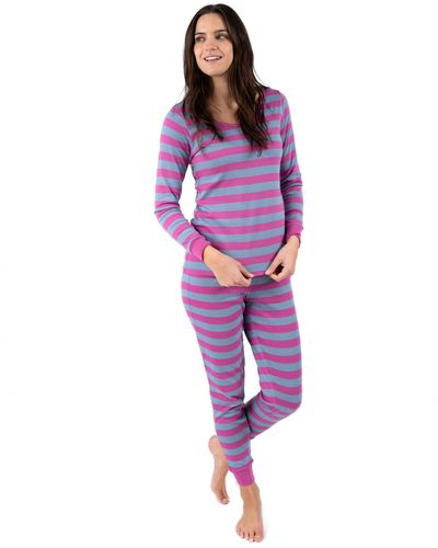Leveret Two Piece Cotton Pajamas Striped - Purple