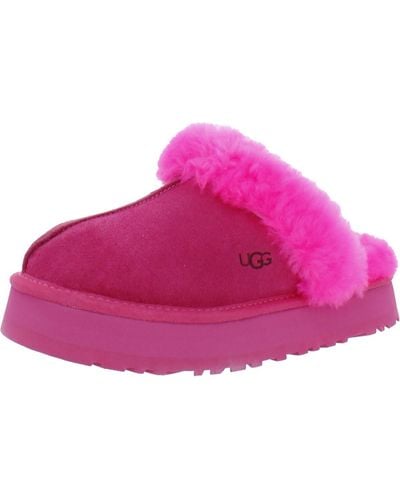 UGG Disquette Suede Slip On Slide Slippers - Red
