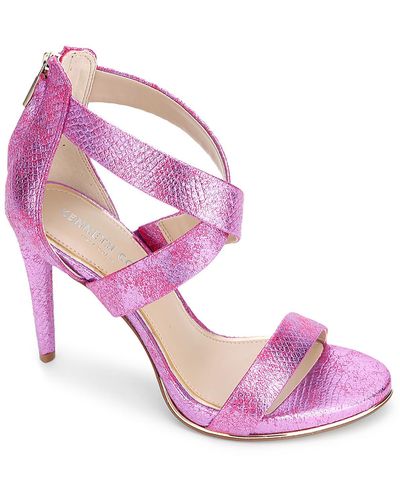 Kenneth Cole Brooke Cross Sandal Zipper Open Toe Heel Sandals - Pink