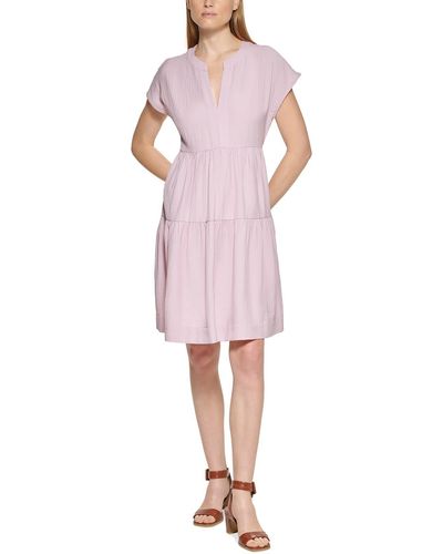 Calvin Klein Petites Gauze Shift Mini Dress - Pink
