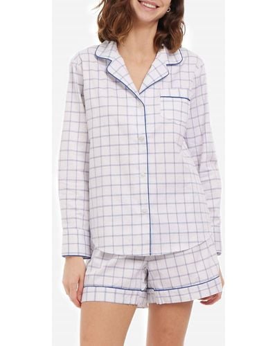Petite Plume Nantucket Tattersall Pajama Set - White