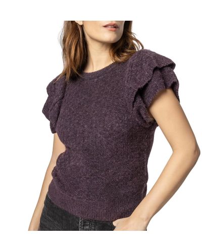 Lilla P Ruffle Shell Sweater - Purple