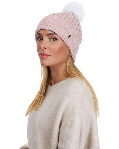 Gorski Metallic Wool Blend Hat With Fox Pompom - White