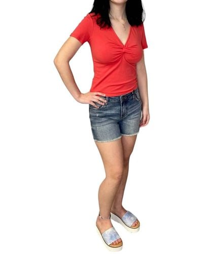 Kut From The Kloth Gidget Fray Shorts - Red