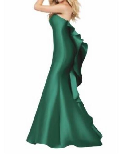 Jovani Ruffle Back Dress - Green