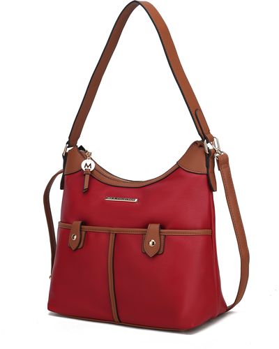 MKF Collection by Mia K Harper Vegan Color Block Leather 's Shoulder Bag - Red