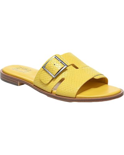 Naturalizer Faryn Leather Embossed Slide Sandals - Yellow