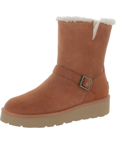Koolaburra Kelissa Short Suede Faux Fur Lined Winter & Snow Boots - Brown
