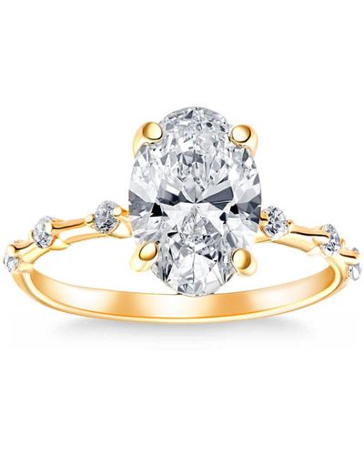 Pompeii3 Certified 2 3/4ct Tw Oval Diamond Engagement Ring Lab Grown 14k Gold - Metallic