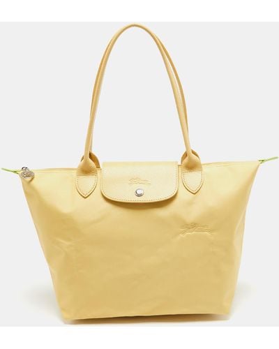 Longchamp Nylon And Leather Le Pliage Tote - Yellow