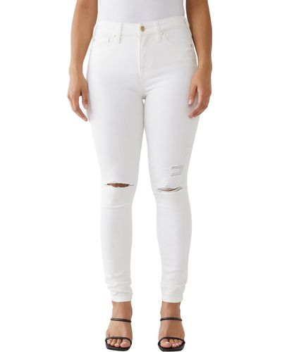True Religion Halle High Rise Destroyed Skinny Jeans - White
