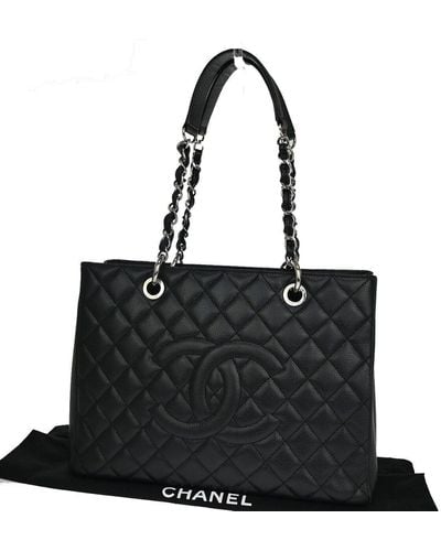 Chanel Gst (grand Shopping Tote) Pony-style Calfskin Handbag (pre-owned) - Black