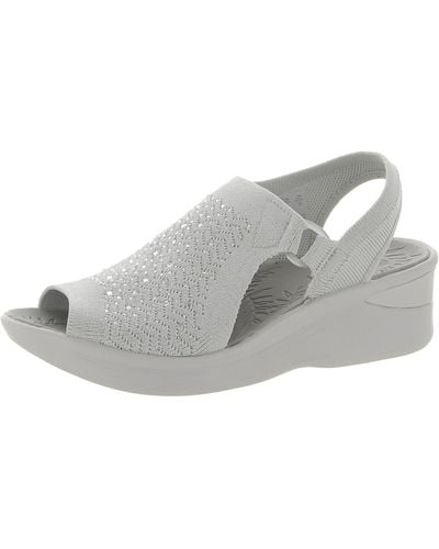 Bzees Star Bright Metallic Embellished Wedge Sandals - Gray