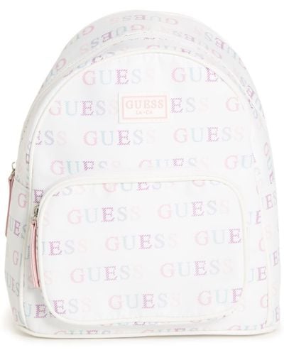 Guess Factory Allover Logo Nylon Backpack - White